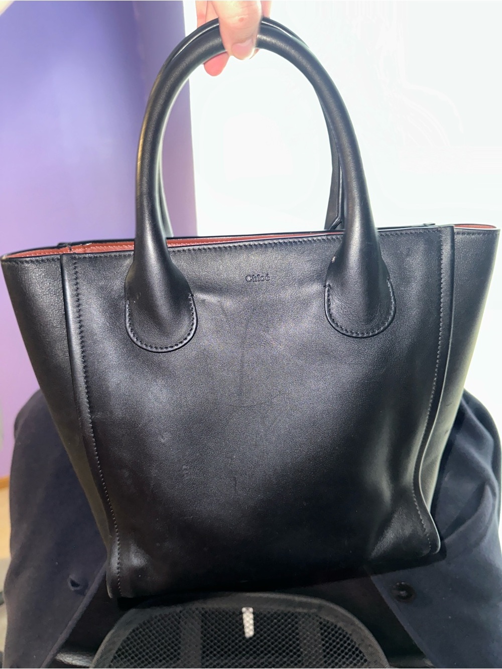 Chloé Made in Italy Black Leather Top-Handle Tote